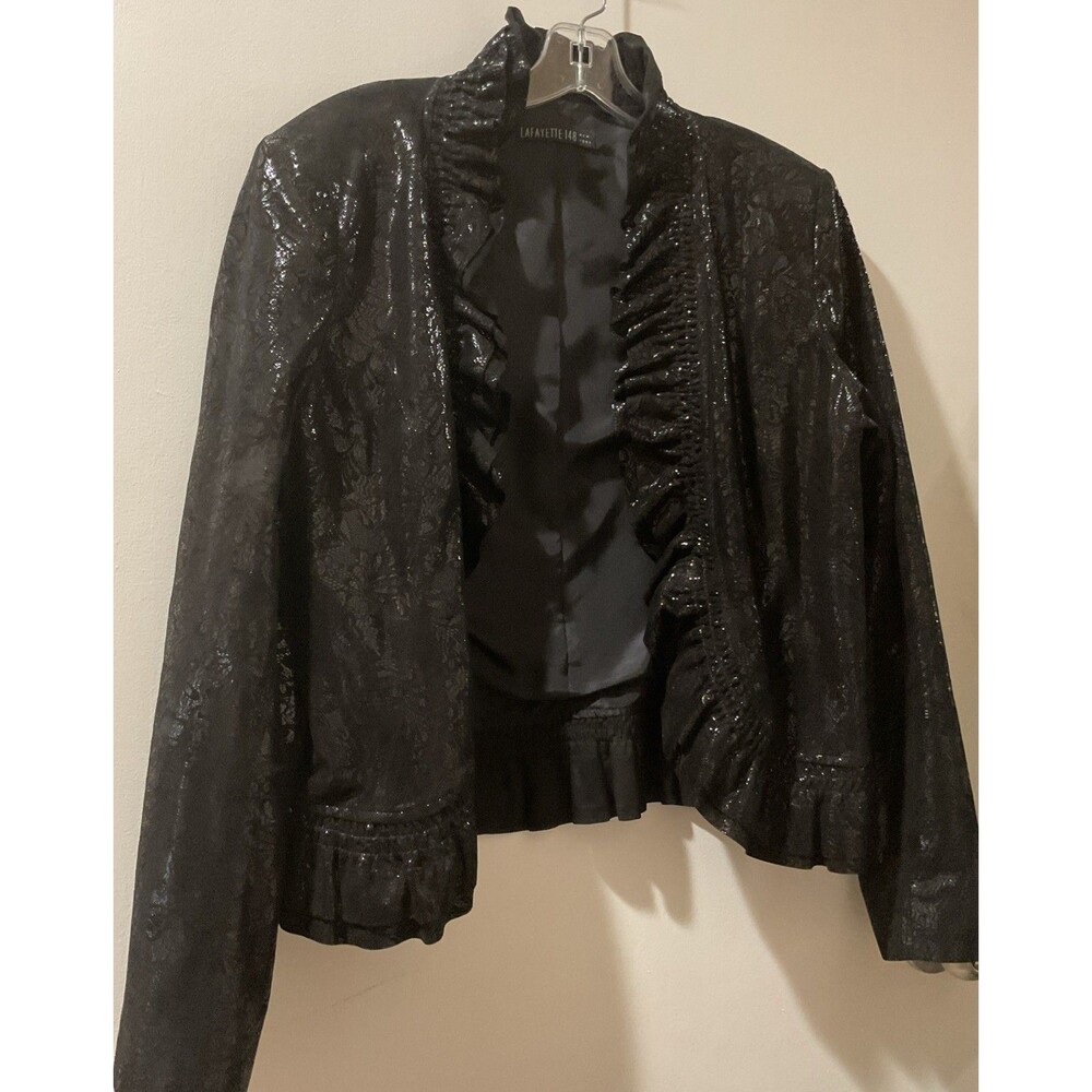 Layfette 148 Black Shiny One Hook Blazer